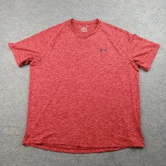 Under Armour Tech Tee Shirt Mens Large Red Heather Loose Fit Athletic Training