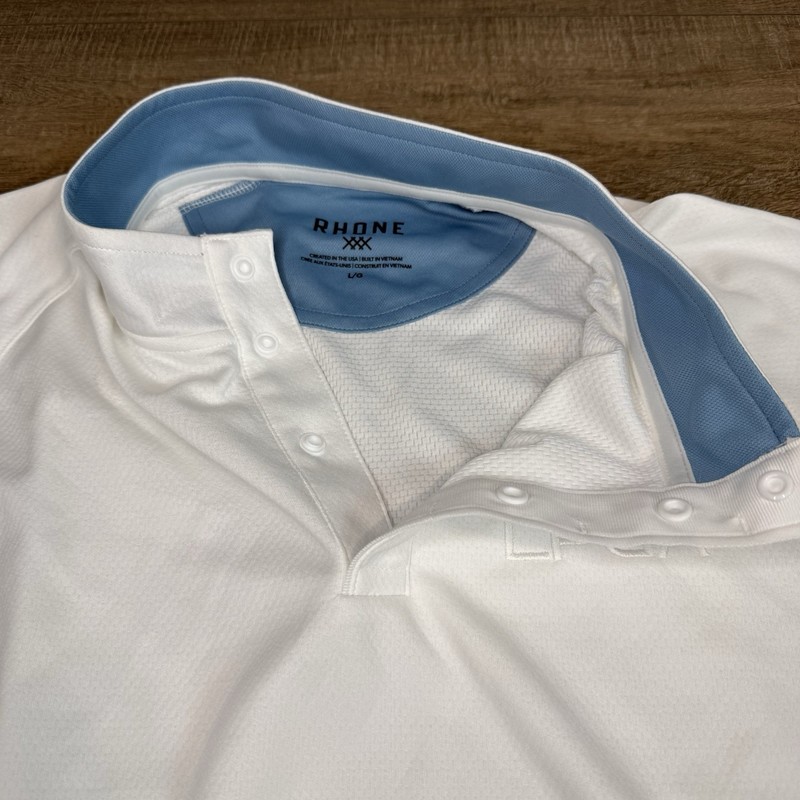 Rhone Mens Performance Mock Neck Golf Shirt Large Snap LGPA embroidered B8 gallery