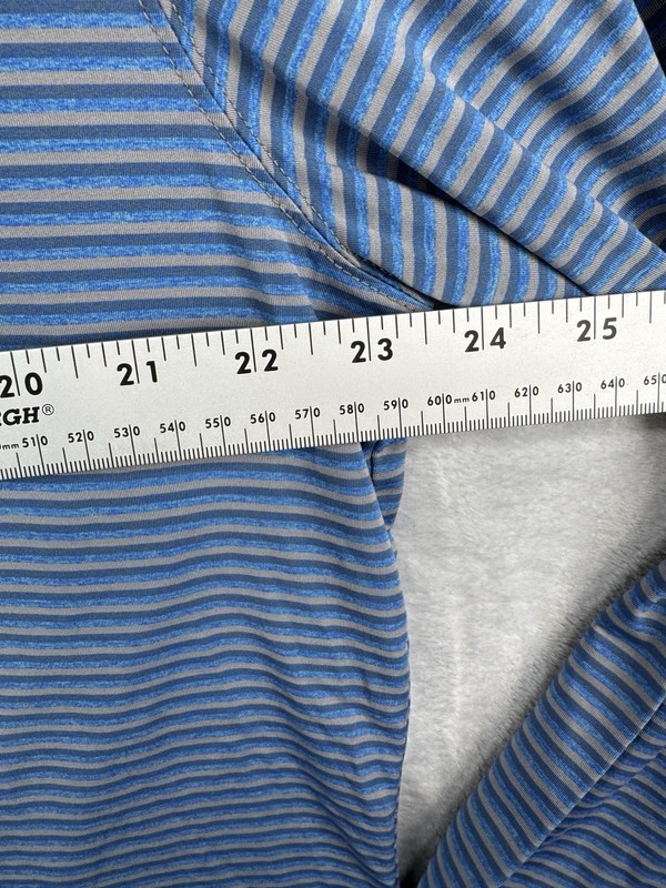 Straight Down 1/4 Zip Long Sleeve Shirt Peformance Blue Striped Men's Size 2XL gallery