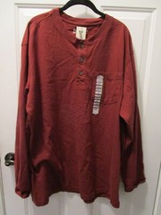 DULUTH MEN’S L/S LONGTAIL T RELAXED FIT POCKET DARK RED HENLEY T-SHIRT SIZE XL