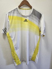 Rare Adidas Aidzero Soccer Jersey Shirt Tee White Yellow Mens Size Large