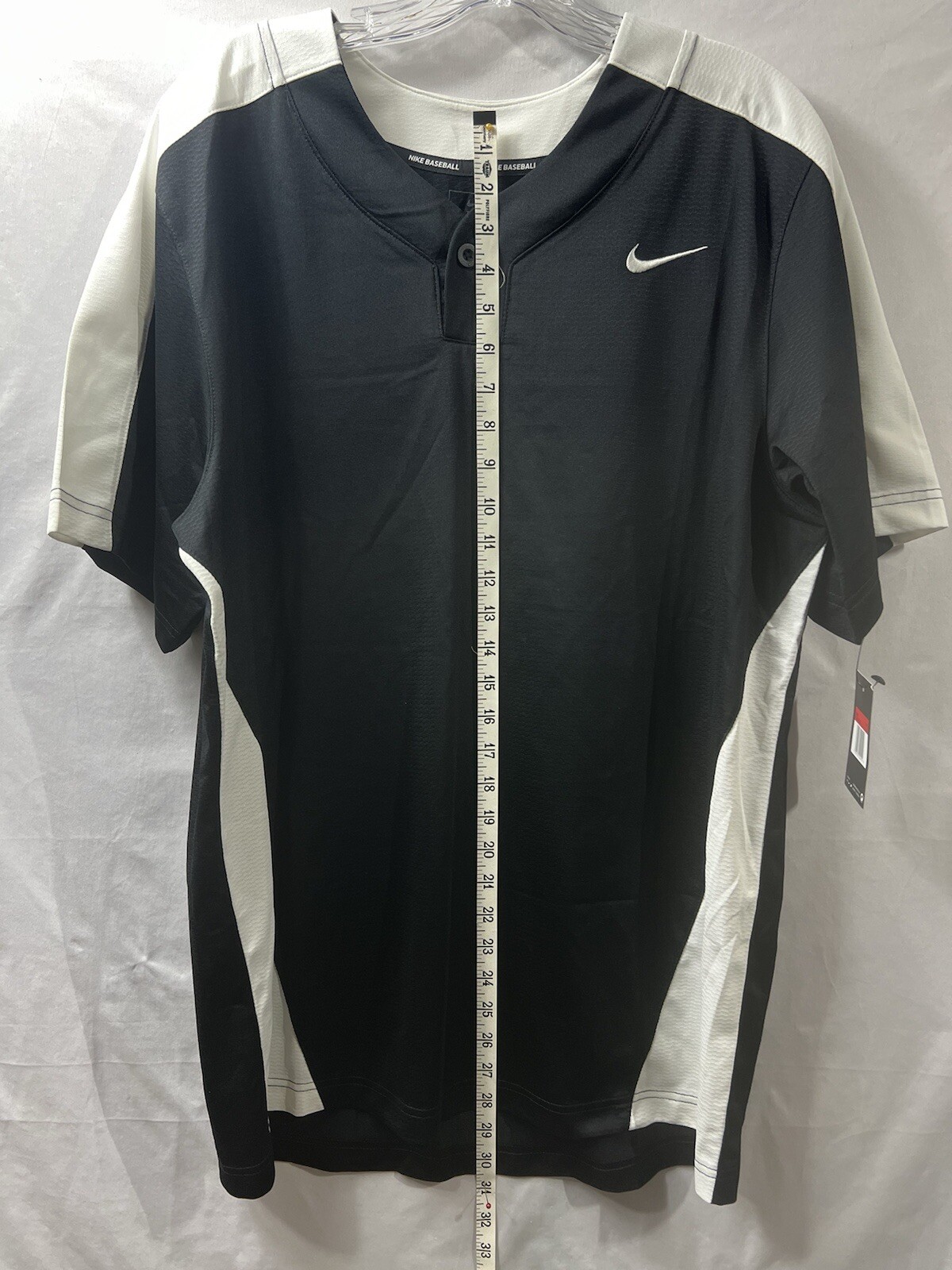 Nike Team Baseball Practice One Button Henley Men's Large Black White BQ5399-012 gallery
