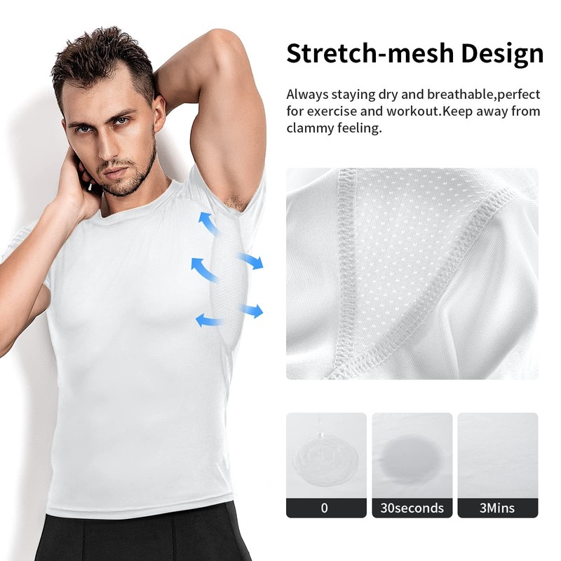 Men's Compression Shirts 3/5 Pack, Short Sleeve Athletic Compression Tops Coo... gallery