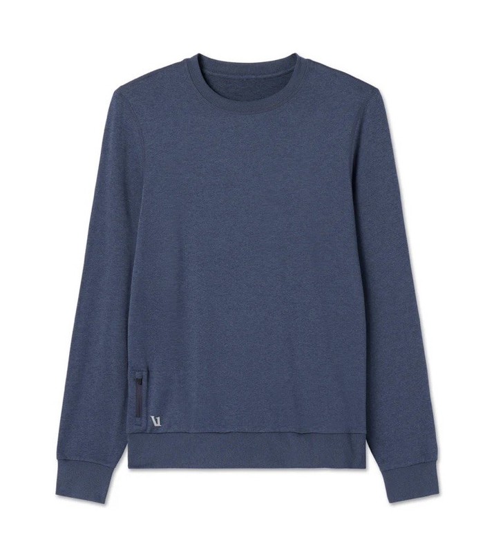 VUORI Men's Ponto Long Sleeve Performance Crew XL Azure Heather Blue EUC gallery