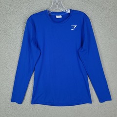 Gymshark T Shirt Mens Small Arrival Royal Force Blue Crew Long Sleeve Workout