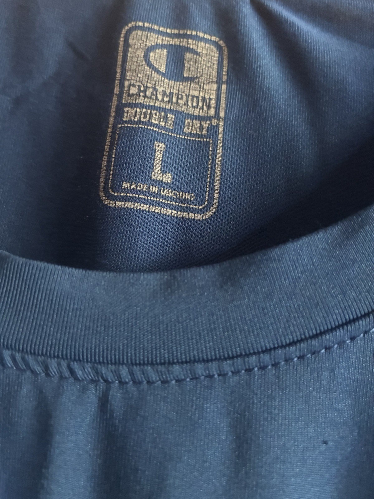 Champion Double Dry Long Sleeve Blue Shirt Polyester Spandex Mens Large gallery