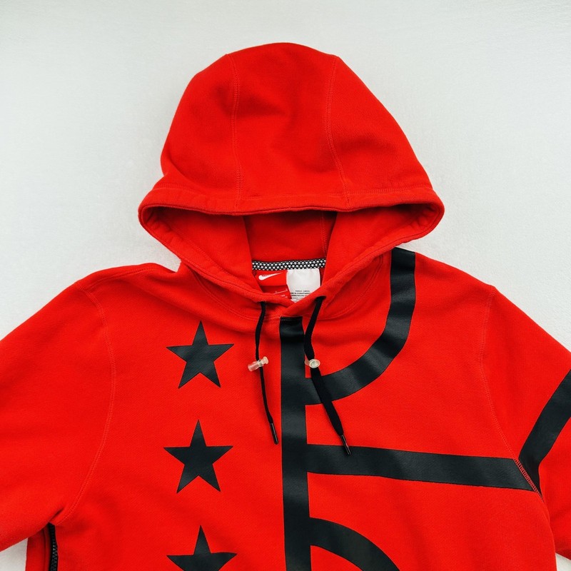 Nike Air Short Sleeve Hoodie Mens Large Red Black Graphic Stars Athletic Shirt gallery