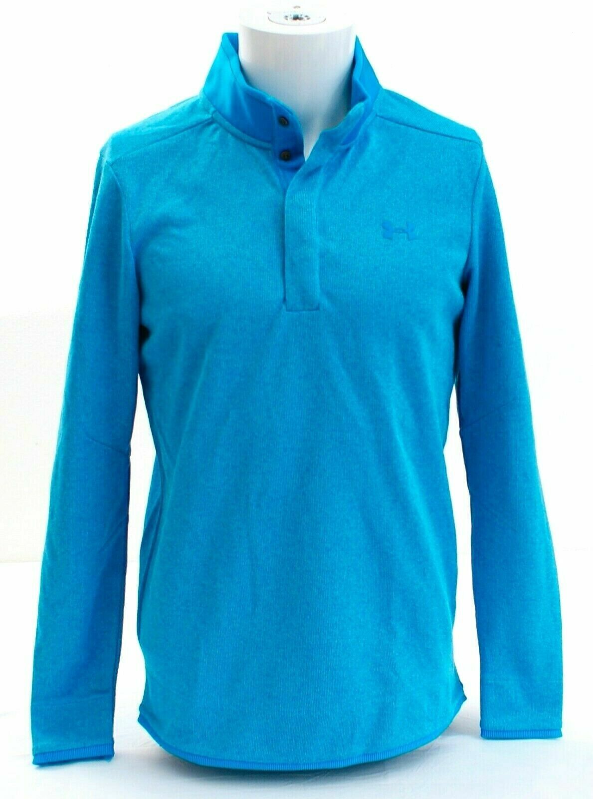 NWT $75 Under Armour UA Storm Men's Golf Blue Heather Snap Mock Sweater Size S gallery
