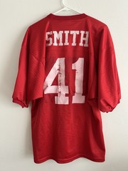 Vintage Football Jersey Made In USA Red L Heavyweight Mesh 41 Smith (Ghost 10)