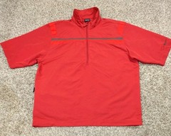 Nike Golf Windbreaker Pullover Mens Large Red 1/2 Zip Short Sleeve Shirt