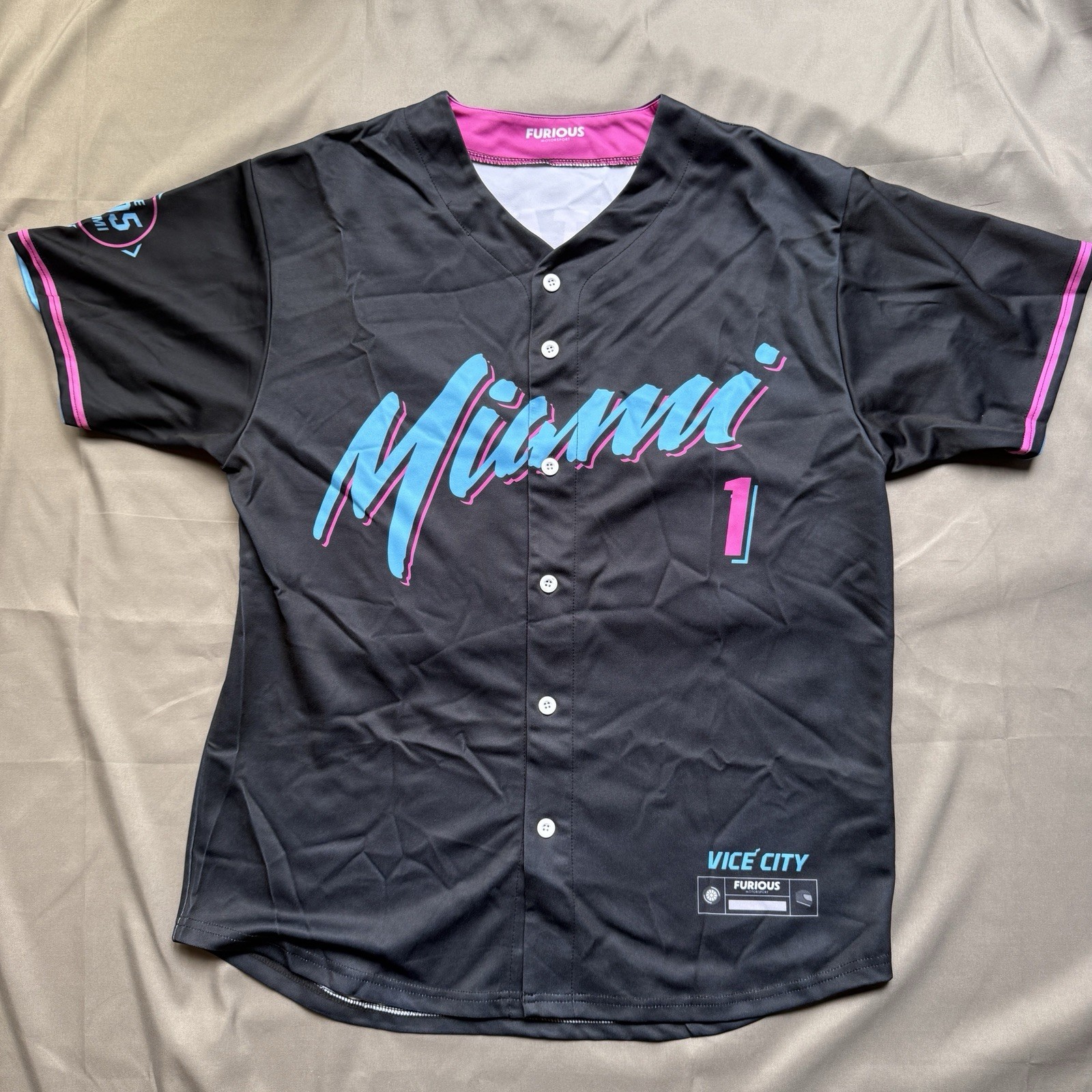 Max Verstappen Miami Vice Baseball Jersey Mens Large Black Fusion Motorsport gallery
