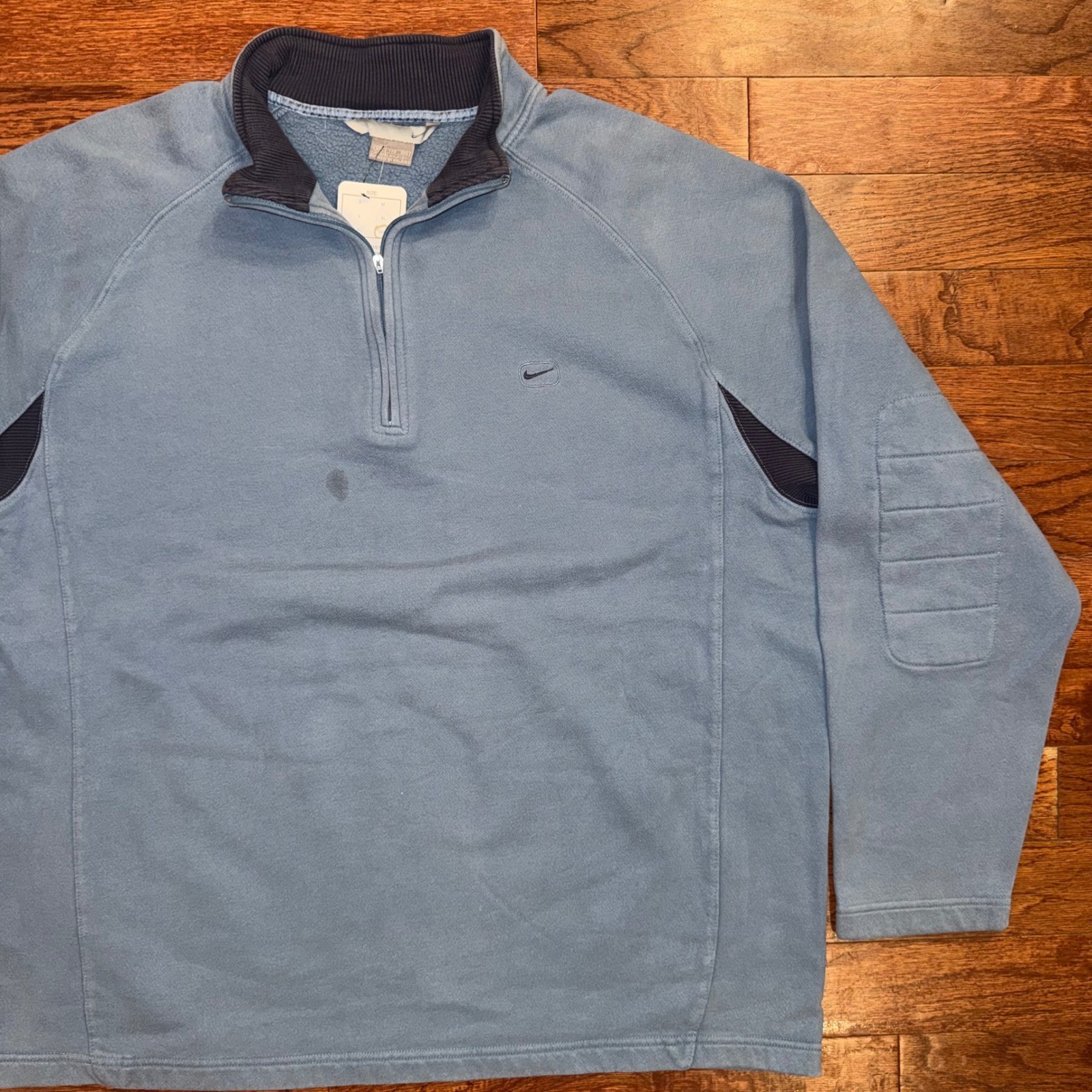 Vintage Y2K Nike Blue Quarter Zip Pullover Sweatshirt Ribbed Collar 2XL gallery