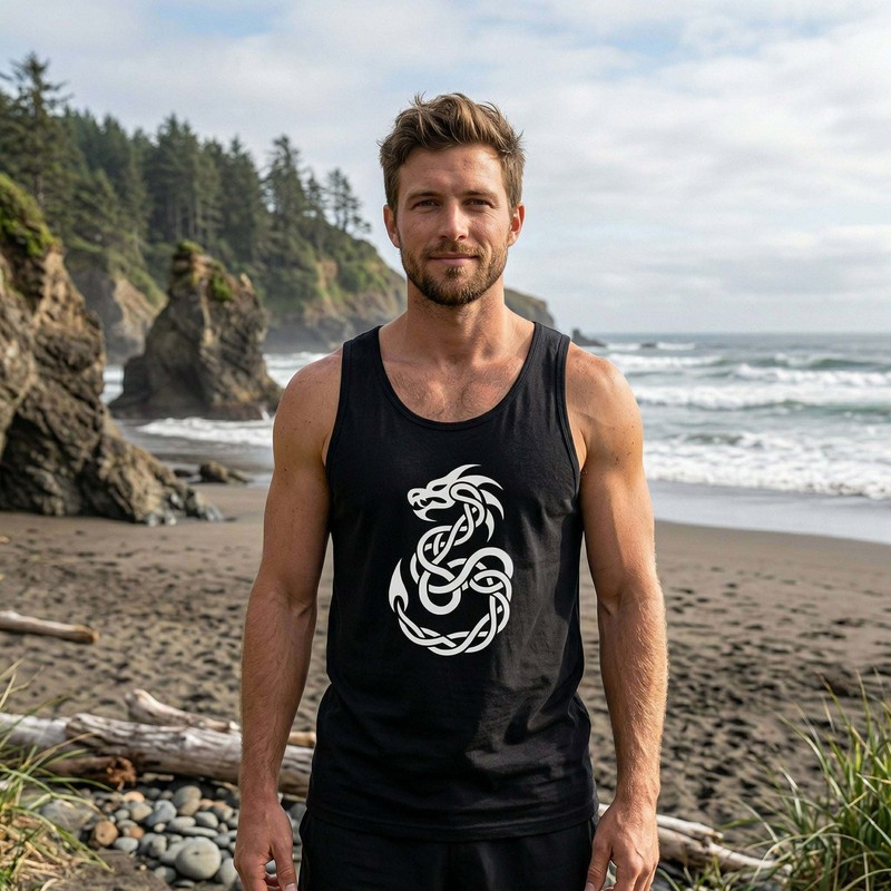 Knotwork Dragon Tank Top | Celtic Mythical Creature Symbol Unisex Shirt Dragon gallery