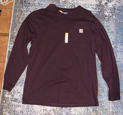Carhartt Men’s Burgundy XL Tall Long Sleeve Shirt Loose Fit Heavyweight Pocket