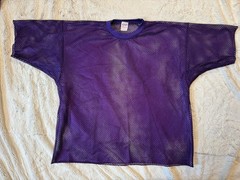 Vintage INDY Knit Purple Mesh Fabric Oversized Made in USA Large Practice Jersey