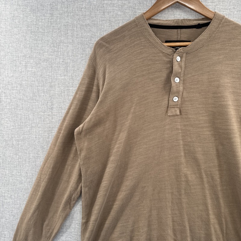 Rag & Bone Henley Shirt Mens XL Brown Slub Long Sleeve Quiet Luxury Minimalist gallery