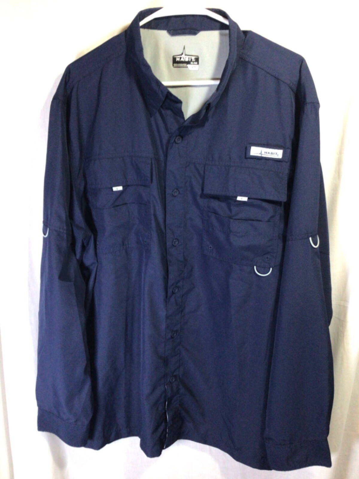 Habit Blue XL Long Sleeve Sun Protection Button Down Activewear Fishing B11 gallery