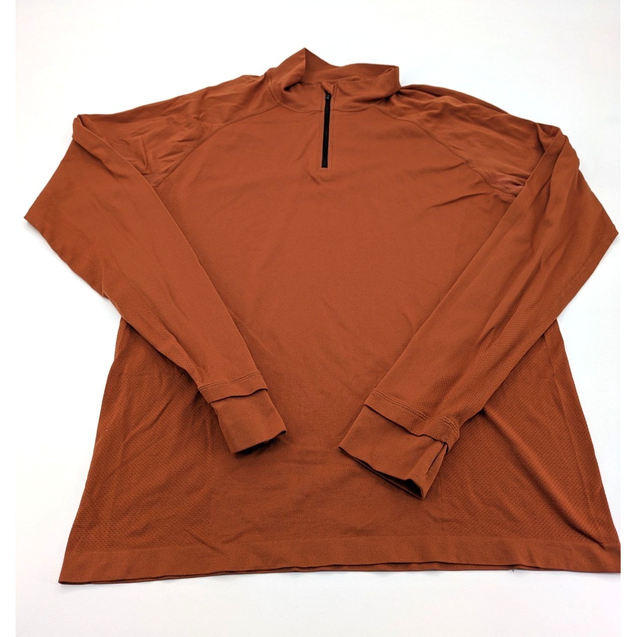 Fabletics The Training Day 1/4 Zip Pullover Mens L Orange Athletic Shirt LS gallery