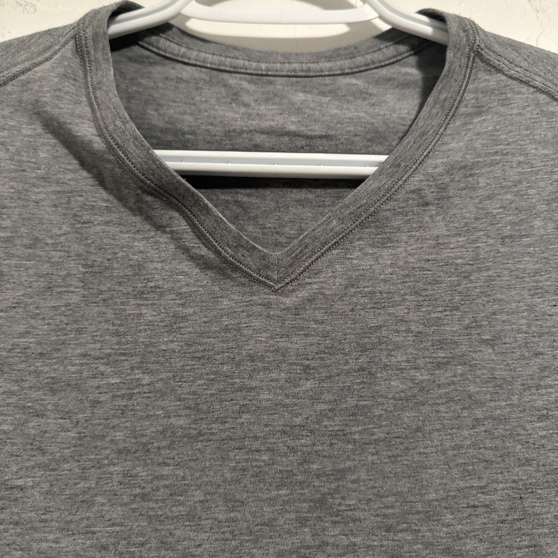 Lululemon Men Gray V Neck Performance Casual T Shirt Cotton Blend Soft Small gallery