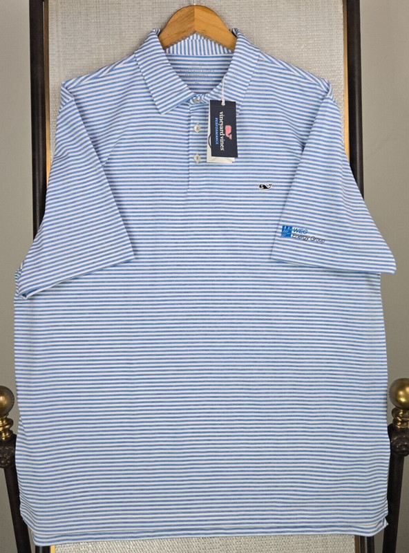 VINEYARD VINES PERFORMANCE New $110 Mens Polo Shirt Size XL Golf Blue Stripe gallery