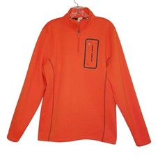 Under Armour Pullover Men Medium Orange 1/4 Zip Fleece Jacket Chest Pocket