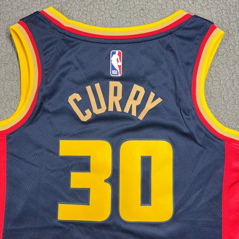 Nike Stephen Curry Golden State Warriors City Edition Jersey Navy Blue Small 40 gallery