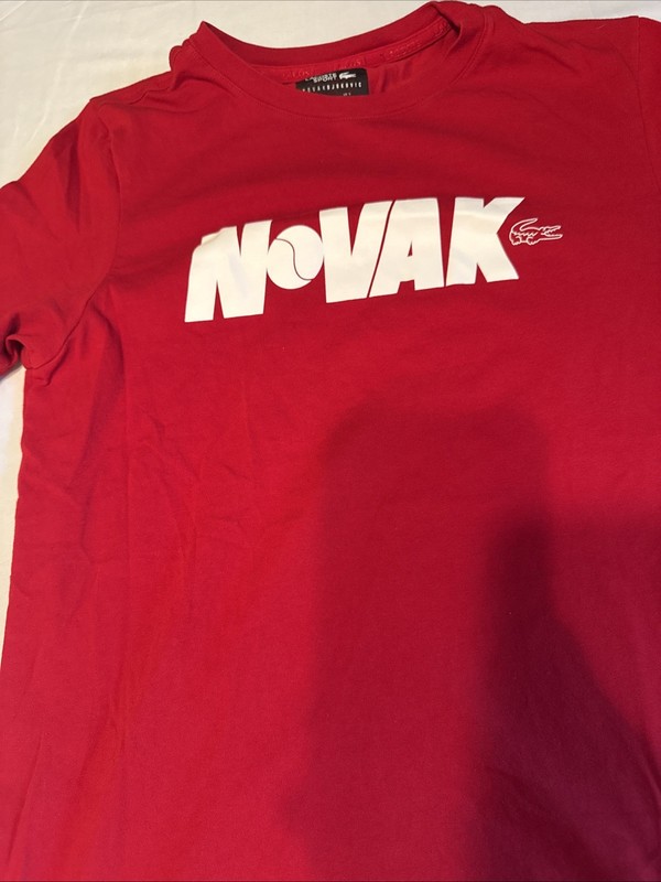 LACOSTE SPORT Novak Djokovic Ultra Dry Red Short Sleeve T-Shirt Mens Size S gallery