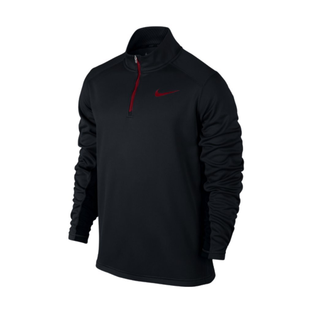Nike New Men's KO 1/4 Zip L/S Shirt Black/Black/Gym Red Small gallery