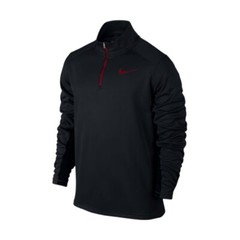 Nike New Men’s KO 1/4 Zip L/S Shirt Black/Black/Gym Red Small