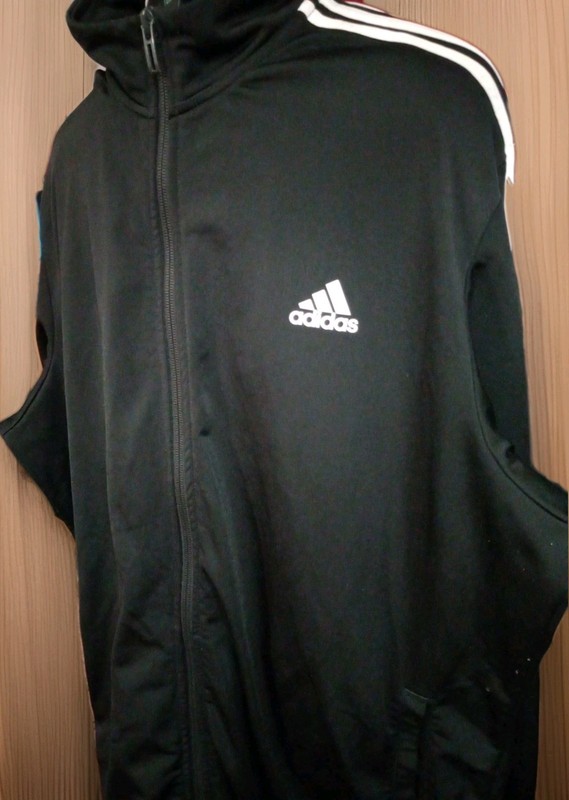 ADIDAS MEN'S H46099 XL 3- STRIPE FULL ZIP TRACK BLACK/WHITE TOP JACKET gallery