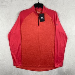New Under Armour 1/4 Zip Mens Medium Red Tech 2.0 Novelty Pullover Wicking Golf