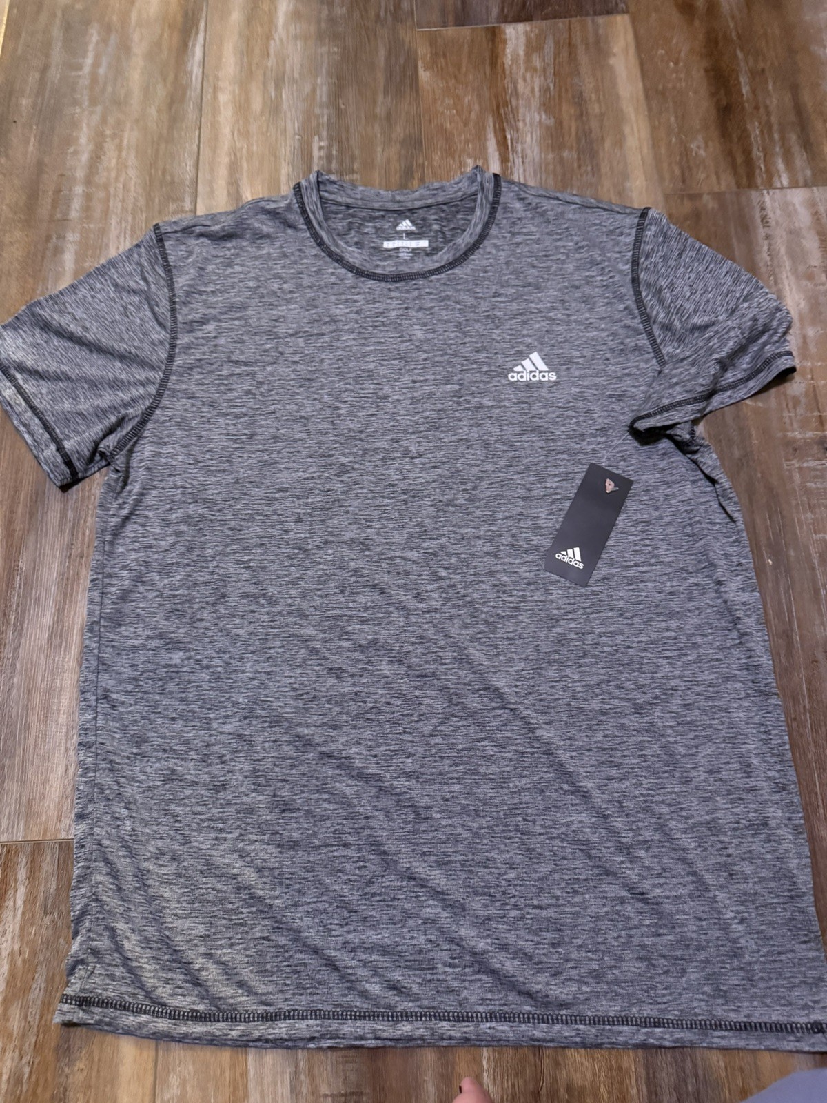Adidas Men's Tech Tee Short Sleeve Shirt Black Space Dye Crew gallery