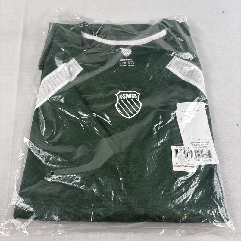 K-Swiss Shirt Men’s XLarge Green White Tennis Atheltic Sport New With Tags Nos gallery
