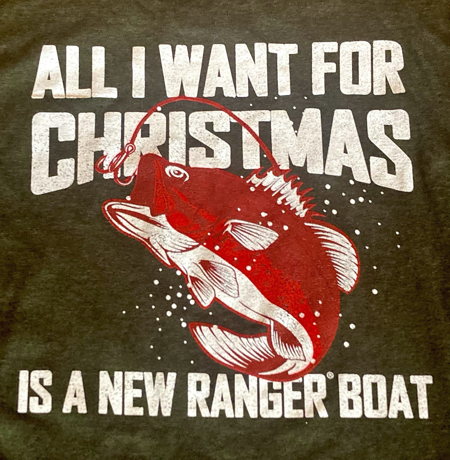 NWT Fishmas LS 2XL Camo Green All I Want For Christmas Is A New Ranger Boat gallery
