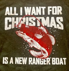 NWT Fishmas LS Small Camo Green All I Want For Christmas Is A New Ranger Boat