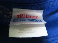 Vintage Hanes Heavyweight 50/50 BLANK (LG) T-Shirt BLUE