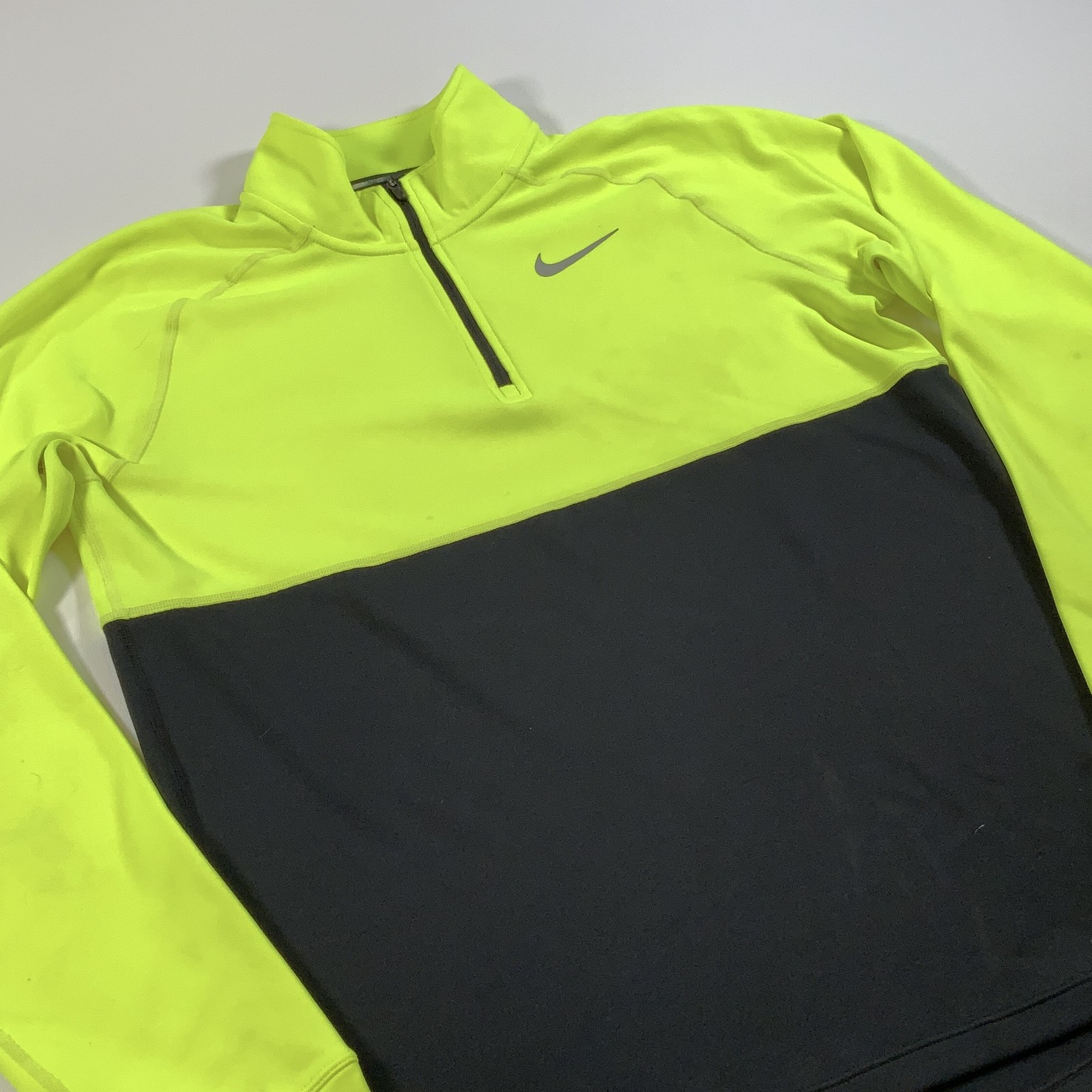 Nike Dri-Fit Quarter Zip Pullover M Mens Yellow Neon Black Running Train gallery