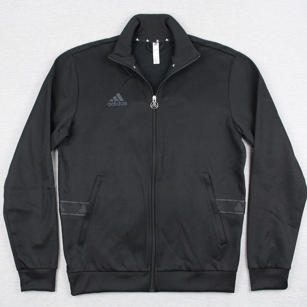 Adidas Tan Heavy Club Full Zip Jacket Mens Size M Black Cotton Polyester