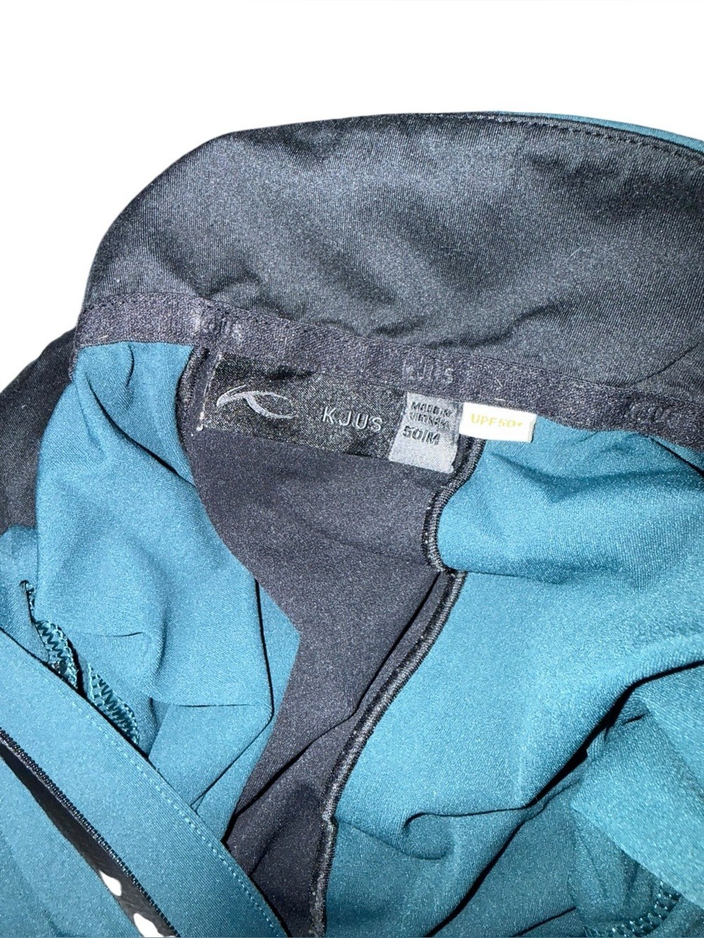 KJUS Men’s Quarter Zip Performance Pullover Teal Black Size 50 Medium UPF 50+ gallery