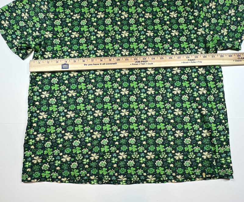 Denim & Flower Green All Over 4 Leaf Clover Print T Shirt Large St Patrick day gallery