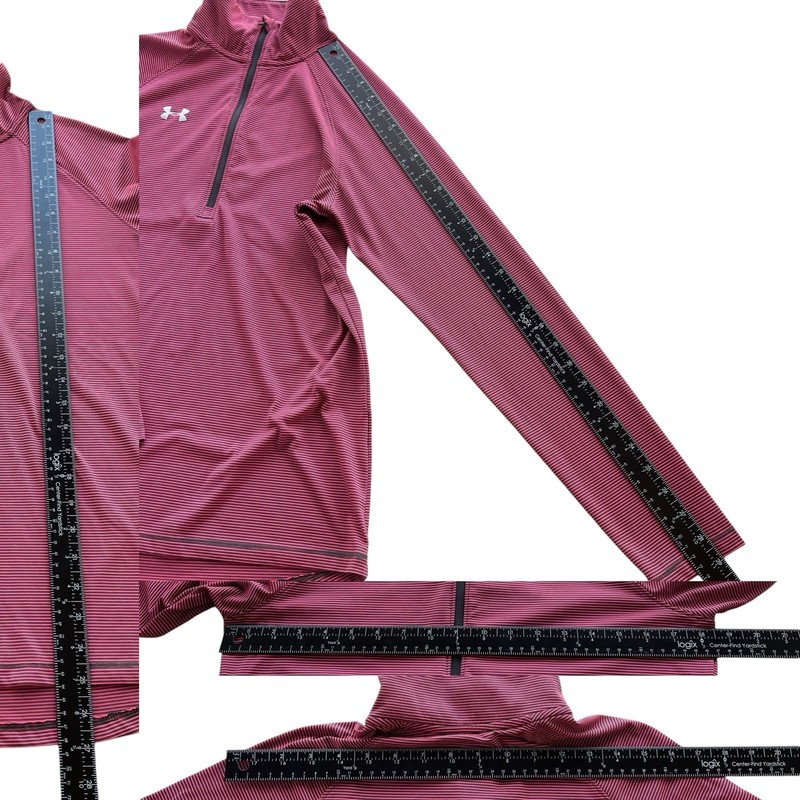 Under Armour Heat Gear Mens S Gray Pink Stripe 1/2 Zip Loose Fit Athletic Jacket gallery