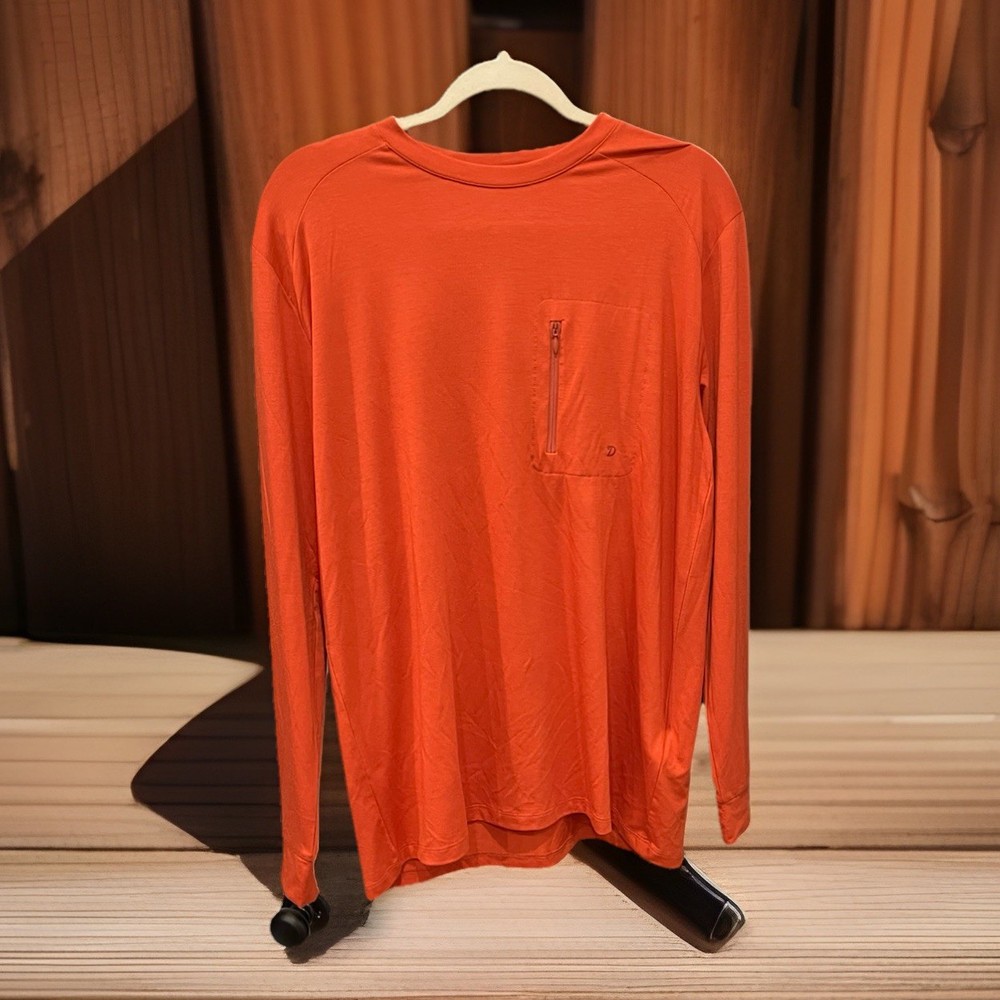 Men’s Duck Camp Bamboo Crew Shirt XL Burnt Orange LS Hiking Hunting Fishing