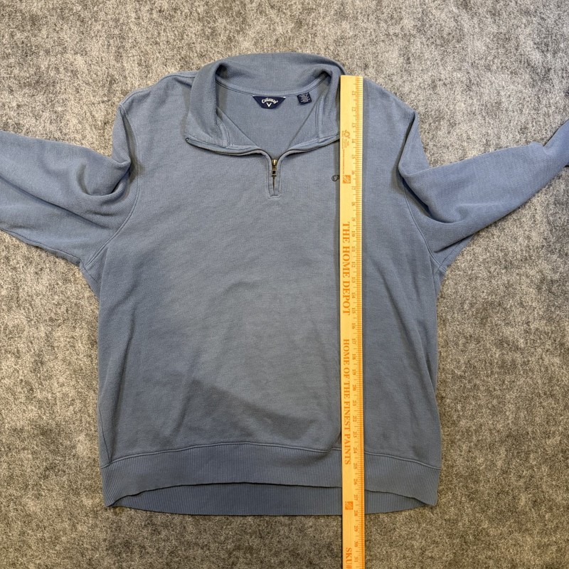 Callaway 1/4 Zip Pullover Men's XL Blue Elbow Stitching Golf Logo Spellout gallery