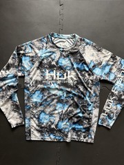 Huk Performance Fishing Shirt Blue Camo Long Sleeve Small Outdoor Casual