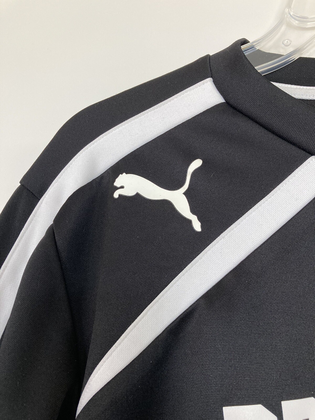 puma pro select long sleeve pullover athletic shirt s black lettering trim white gallery