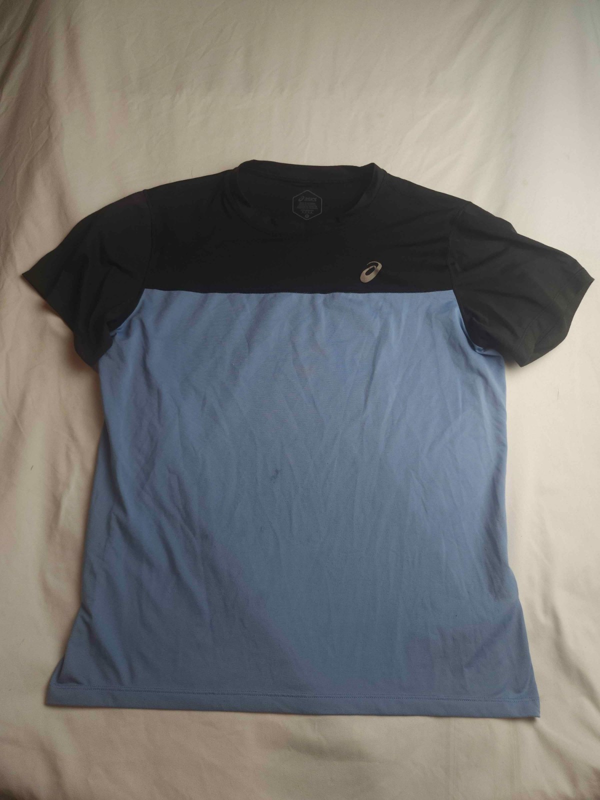 ASICS T-Shirt Mens M Blue Black Performance Tee Sportswear Athleisure Gym Run gallery