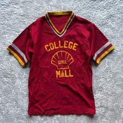 True Vintage V Neck Jersey T Shirt Size M 70s Shell Gas College Mall USA