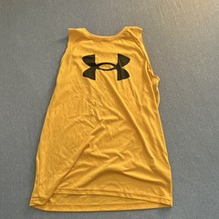 Under Armour HeatGear Youth cut off XL Yellow Polyester Sleeveless Crew Logo