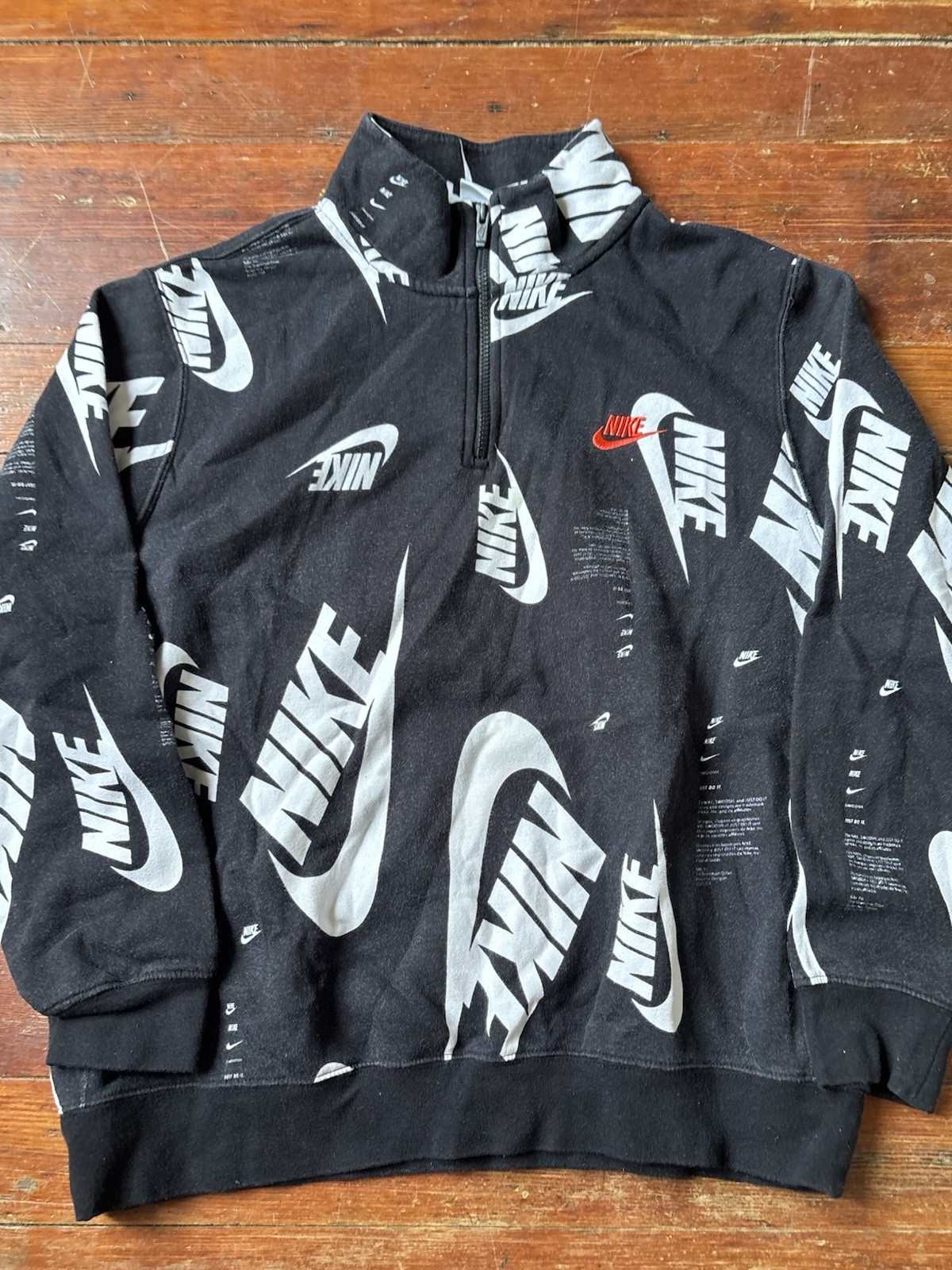 Nike Men's Quarter Zip Black All Over Print Pullover Active Size Large gallery