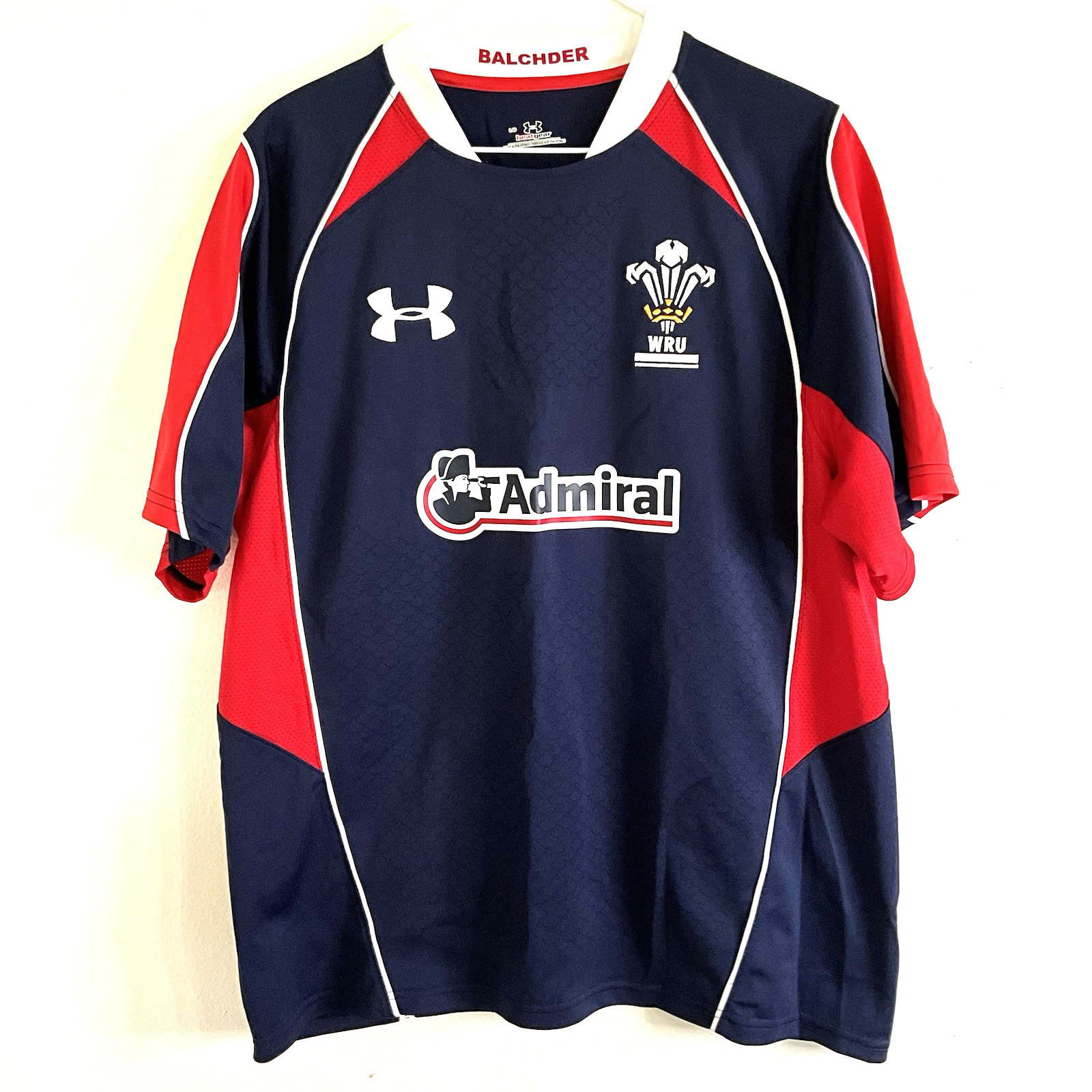 Under Armour Heat Gear Admiral Rugby Jersey WRU Logo Short Sleeve Men Size L gallery